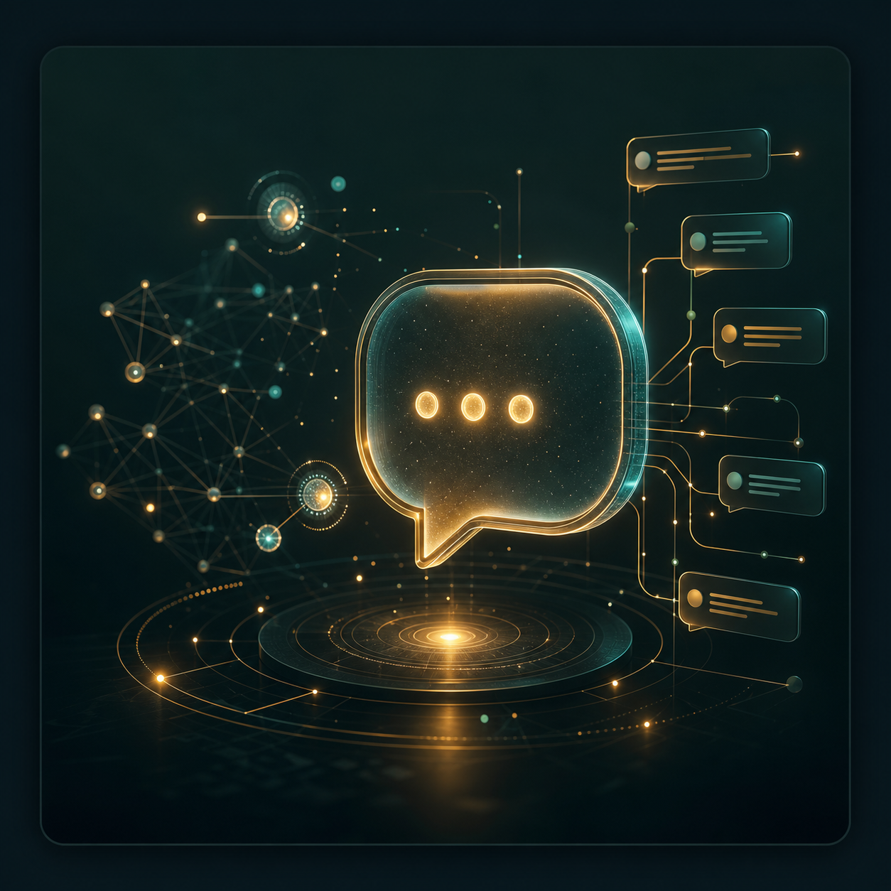 Abstract conversational AI network illustration